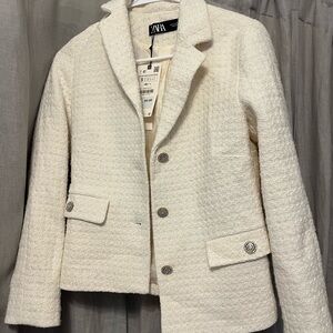 Zara Women's Ivory Textured Blazer